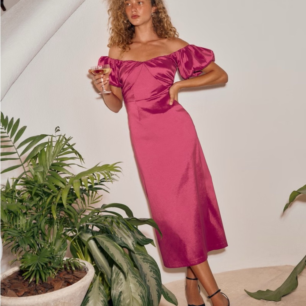 Abercrombie Taffeta Off-Shoulder Midi Dress
